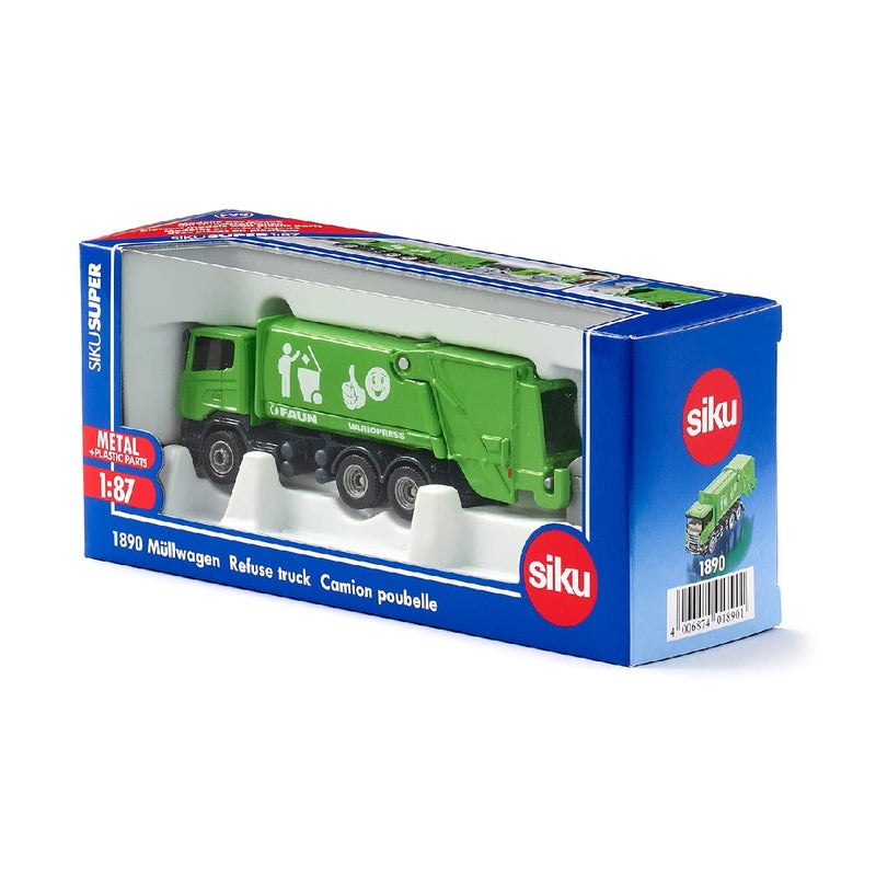 Siku 1890, Bin Lorry, 1:87, Metal/Plastic, Green, Tiltable Collecting Area, Large Accessory Waste bin - Image 2